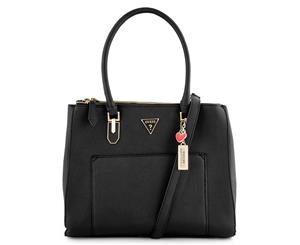 Guess Melina Logo Satchel - Black