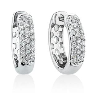 Huggie Earrings With 1/4 Carat TW Of Diamonds In 10ct White Gold