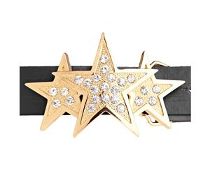 Iced Out Bling Belt - TRIPLE STAR silver gold - Gold