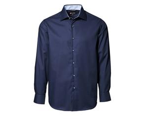 Id Mens Classic Easy Iron Contrast Long Sleeve Regular Fitting Formal Shirt (Navy) - ID264