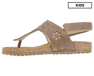 Il Gufo Girls' Suede Toe Strap Sandals - Light Brown