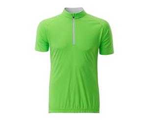 James And Nicholson Mens Half Zip Bike T-Shirt (Bright Green/White) - FU164