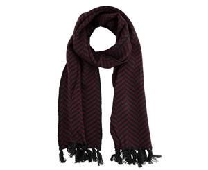 Jeff Banks Men's Chevron Textured Pattern Scarf - Navy/Maroon