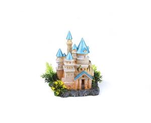 Kazoo Aquarium Ornament Castle With Plants & Blue Roof Small