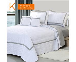 King 6-Piece Embossed Comforter Set in White
