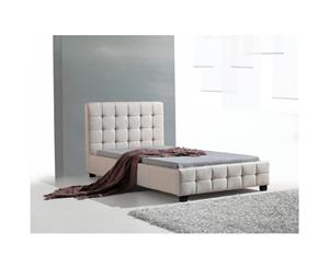 King Single Linen Fabric Deluxe Bed Frame Beige