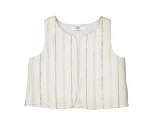 La Redoute Collections Girls Reversible Waistcoat 1 Month-3 Years - White/Gold-Coloured