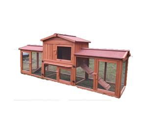 Large Wooden Rabbit Hutch Chicken Coop Ferret Cage Double Run