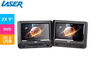 Laser Dual Screen 9-Inch In-Car Portable DVD Player w/ Bonus Pack