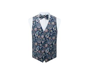 Liberty Mens 'Louis Blue' Floral Vest Regular Fit 100% Cotton