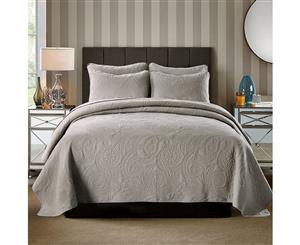 Luxury Quilted 100% Cotton Coverlet / Bedspread Set King / Super King Size Bed 250x270cm Laurence Brown