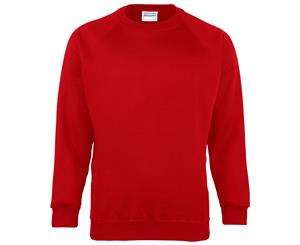 Maddins Mens Coloursure Plain Crew Neck Sweatshirt (Red) - RW842