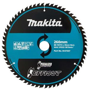 Makita 260mm 60T TCT Circular Saw Blade for Wood Cutting - Mitre Saws - EFFICUT