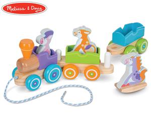 Melissa & Doug First Play Wooden Rocking Farm Animals Pull Train