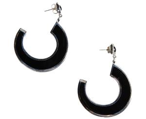 Miriam Salat Resin Logo Earrings - Black