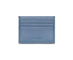 Mocha Leather Card Holder - Blue