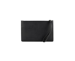 Mocha Small Jane Leather Clutch - Black