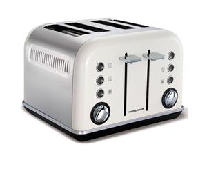 Morphy Richards 242021 White Chrome Accents 4 Slice Toaster Stainless Steel