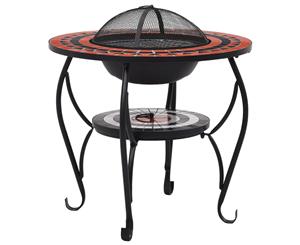 Mosaic Fire Pit Table Terracotta and White 68cm Ceramic Patio Fireplace