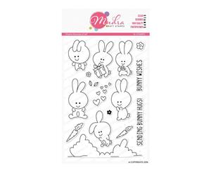 Mudra Playful Bunnies 6 inch x 4 inch Stamp Set