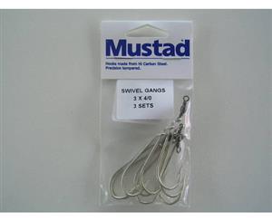 Mustad Pre-Rigged Swivel Gang Hooks 4/0 3 Hooks 3 Sets