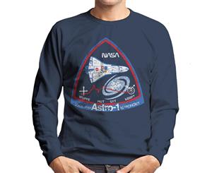 NASA ASTRO 1 Observatory STS 35 Mission Badge Distressed Men's Sweatshirt - Navy Blue