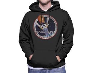 NASA STS 6 Challenger Mission Badge Distressed Men's Hooded Sweatshirt - Black