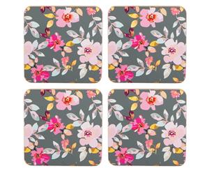 Navigate Gardenia Set of 4 Coasters Grey Floral