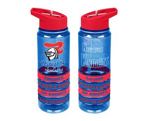 Newcastle Knights NRL Tritan Drink Water Bottle with Wrist Bands