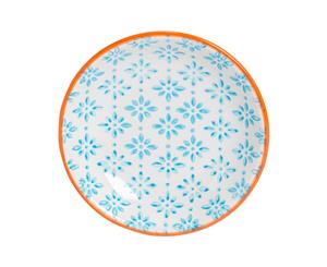 Nicola Spring Hand Printed Sauce Dish - Japanese Style Porcelain Salad Serving Plate - 10cm - Blue