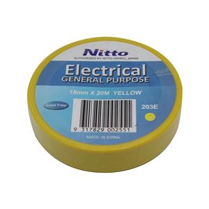 Nitto Denko 18mm x 20m Yellow PVC Electrical Insulation Tape