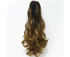 Ombre Brown Highgrade Ponytail Ribbon Clamp Wavy 20" Hair Extension Claw05