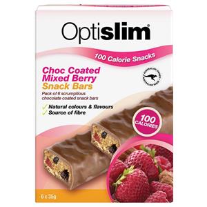 Optislim 100 Calorie Snack Choc Coated Mixed Berry Bars 6 x35g