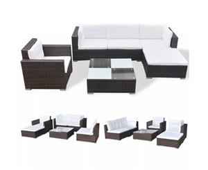 Outdoor Sofa Set 17 Piece Wicker Rattan Brown Lounge Chaise Couch Table