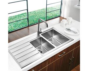 PIOVANA Handmade Stainless Steel Sink 1120*500 Double Bowl (Drainer Left Hand Side)