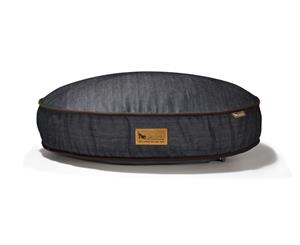 PLAY - Denim Round Pet Bed w/ Dark Chocolate Trim