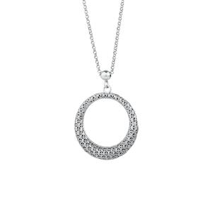 Patterned Circle Pendant in Sterling Silver