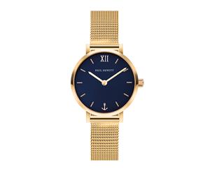 Paul Hewitt Sailor Modest Gold Case Blue Lagoon Dial Gold Mesh Strap