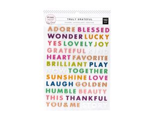 Pink Paislee - Truly Grateful Collection - Puffy Word Stickers with Matte Copper Foil Accents