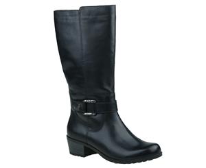 Planet Shoes Womens Comfort Calf Boot Tromp in Black Leather Upper