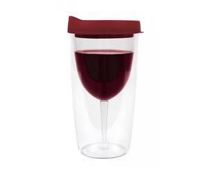 Porta-Vino Double Wall Portable Wine Tumbler with Lid Red