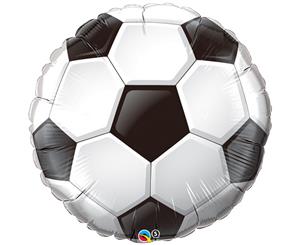 Qualatex 36 Inch Round Football Design Foil Balloon (White/Black) - SG8776