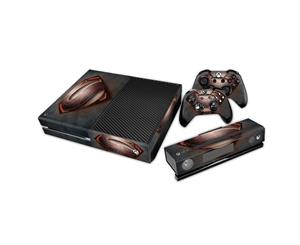 REYTID Console Skin / Sticker + 2 x Controller Decals & Kinect Wrap Compatible with Microsoft Xbox One - Full Set - Superman Black/Red - Black