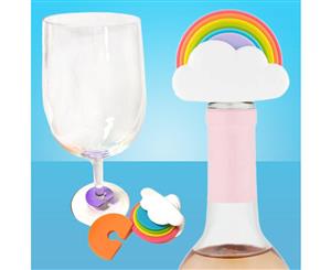 Rainbow Bottle Stopper & Wine Markers Set - 7 Pieces