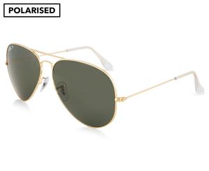 Ray-Ban RB3025 Aviator Polarised Sunglasses - Gold/Green