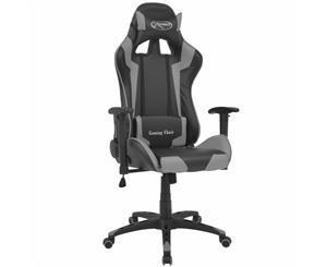 Reclining Racing Gaming Chair Artificial Leather Grey Computer Seating