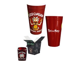 Rick and Morty Szechuan Dipping Sauce Shot Glass and Plastic Cup Bundle