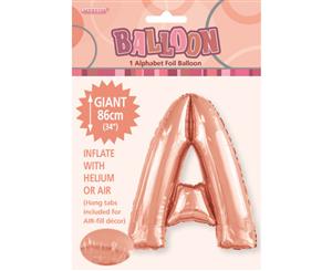 Rose Gold A Alphabet Foil Balloon 86cm