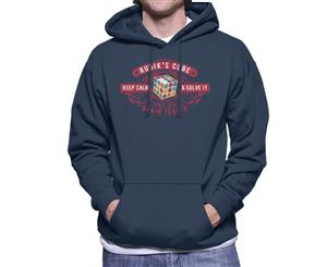 Rubik's Cube Keep Calm And Solve It Brain Teaser Men's Hooded Sweatshirt - Navy Blue