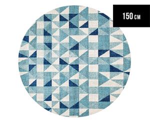 Rug Culture 150cm Mirage Modern Round Rug - Blue